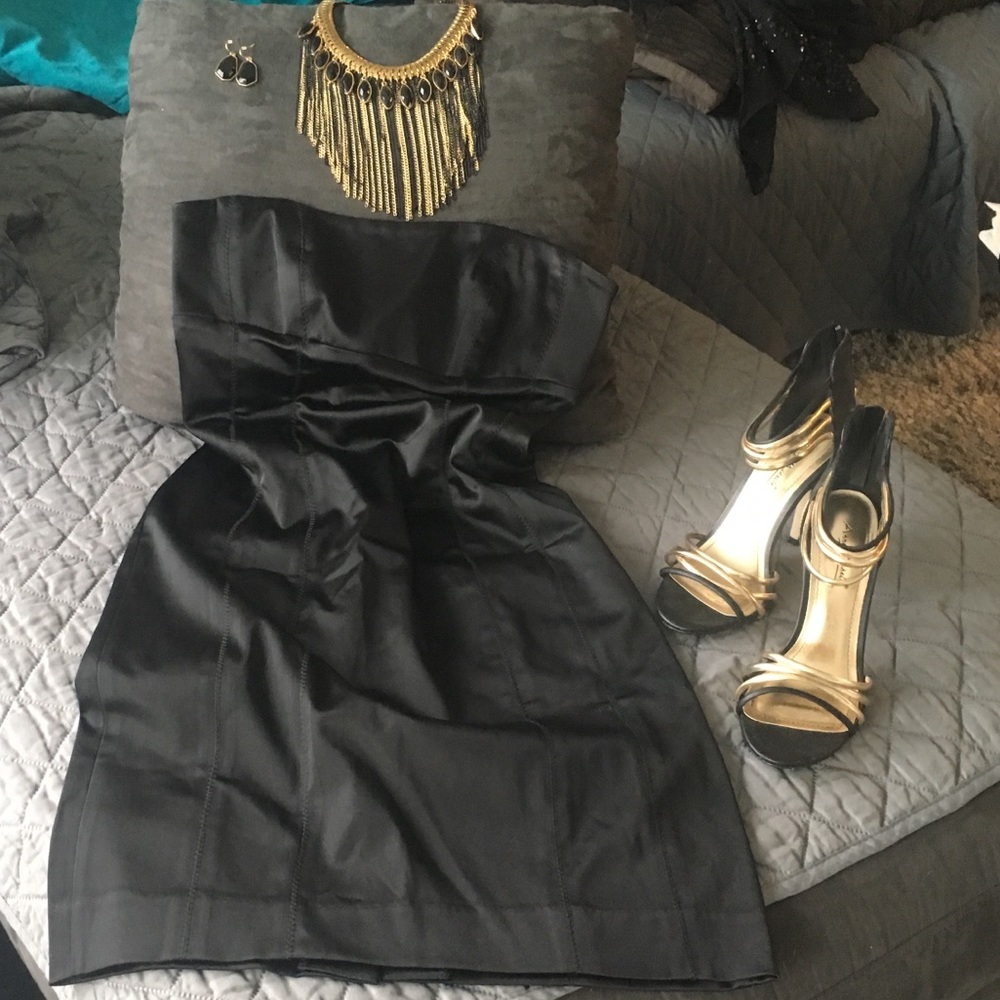 Bebe black satin dress